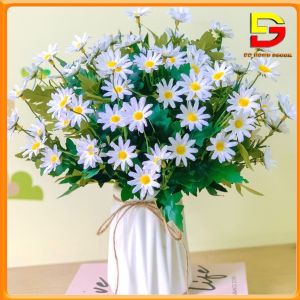 Bình Hoa Để Bàn Hoa Giả Cúc Họa Mi Trắng Cao Cấp Trang Trí Nhà Cửa Cao 35cm DG-100