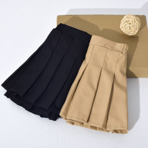 Girls Pleated Skirt Khaki Spring Summer School Uniform Mini Skirt Childrens Clothing Polyester Viscose Blend Elementary School Girls Skirt