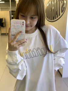 Áo Thun Dài Tay Nữ Dáng Rộng Thoải Mái Mùa Thu in Chữ Phong Cách Hàn Quốc Cotton 100% Thiết Kế Thời Trang