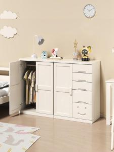 Kids Wardrobe Solid Wood Hanger Clothes Storage Baby Two-Door Wooden Storage Boy Girl Small Short Wardrobe