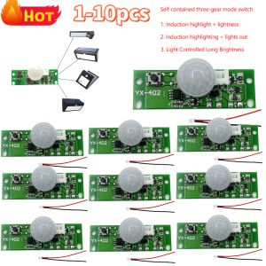 1-10pcs 3.7V Solar Lamp Board Control Sensor Night Light Module Controller Module Infrared Human Body Induction Solar Circuit Bo