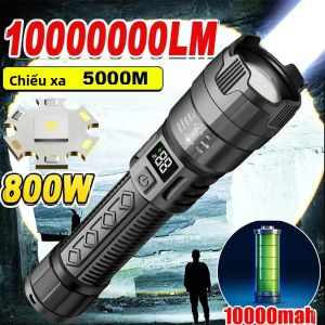 Đèn Pin LED Siêu Sáng 2000LM Type-C Có Thể Sạc Lại Tầm Xa Zoom Đèn Pin Chiến Thuật Chống Nước Ngoài Trời Khẩn Cấp Đèn Lồng Câu Cá Cắm Trại Với Chức Năng Sạc Dự Phòng