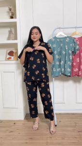 Setelan Wanita Celana Panjang Wanita Terbaru Setelan CP Rayon Baju Piyama One Set Baju Tidur