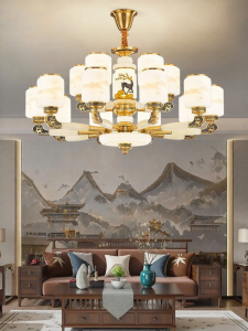 LAIDENG | Neo Chinese Antler Chandelier Bronze Jade
