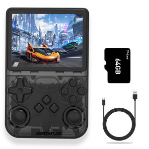 GAMINJA New Open Source Retro Handheld Video Game Console Buit in 64GB Card Emulator for PS1/PSP/DC/N64/SS 3.5 Inch IPS Screen