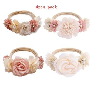 1pcs/4pcs korean Baby Headband Fabric Flowers Girls Headbands Kaid Hair Accessory Children Hair Accessories Photography Prop