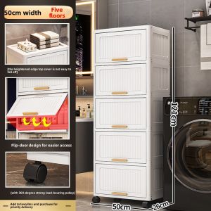 KAIPAQI | Flip-top Foldable Plastic Storage Cabinet for Toys Snacks