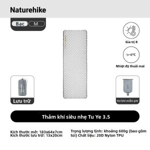 NatureHike | Nệm Hơi Cắm Trại Naturehike 3.5 High R-value Siêu Nhẹ Di Động Bơm Hơi Nhanh Dành Cho Du Lịch Đi Bộ Đường Dài Chất Liệu TPU Nylon