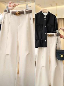 This Year Fleece-lined Woolen Wide-Leg Pants Female 2024 New Arrival Autumn and Winter Pants Loose Banana Pants High Waist Sickle Pants