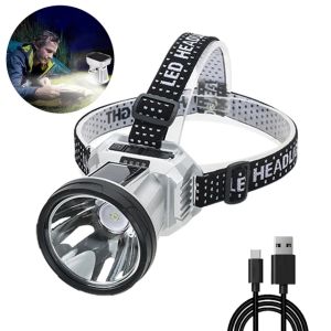 Đèn Pha Cảm Ứng Năng Lượng Mặt Trời Siêu Sáng 2000 Lumen Sạc USB Tầm Xa Dùng Cho Câu Cá 6 Chế Độ Chống Nước Đèn Pin Cắm Trại