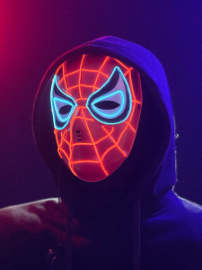 Trang Phục Mặt Nạ Iron Man Spider Man Captain Marvel Black Panther Phát Sáng Đỏ Cho Tiệc Bar Cosplay Phụ Kiện