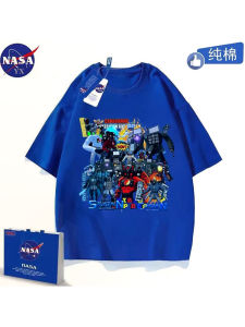 NASA Titan Monitoring Crew T-Shirt Short Sleeve Summer Clothes for Boys Cartoon Print Breathable Pure Cotton Casual Top