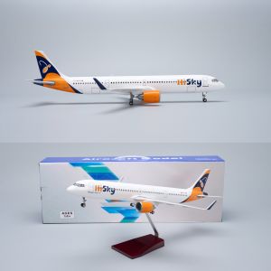 1/100 Scale Airplane 44cm HiSky Europe A321Neo Diecast Resin Airplane Model Kit With Stand For Aviation Gift Collection Display