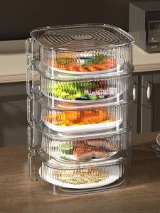 Insulated Food Cover High Multi-layer Home Dining Table Transparent Leftover Rice Fly-proof Food Cover Kitchen Storage Organizer