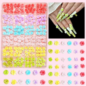 Phụ Kiện Trang Trí Móng Tay Bằng Nhựa Tổng Hợp 1 Hộp - Hoa Mẫu Đơn Mềm Mại Lá Sen Bướm Nhỏ Đá Giả Kẹo Cà Rốt Giả Để Trang Trí Móng Tay Tự Làm