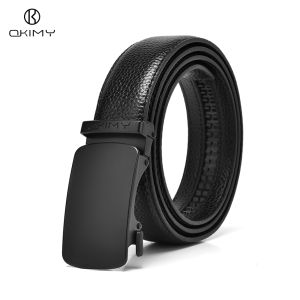 OKIMY Men’s Belt Business Leisure Belt Stylish Automatic Buckle Belt Second-layer Cowhide Waistband Youth Sports Pant Belt Stylish Simple Nice Waistband Durable Belt
