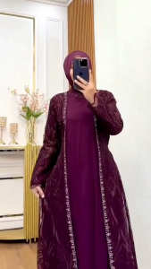 Jenna Dress Maksi Ceruty Babydoll Mix Brukat Aplikasi Payet Swarovski Gamis Pesta Pernikahan 2025