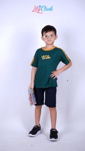 Lily And Clark Kaos Anak Ternyaman Warna Hijau Salur Kuning KLC29
