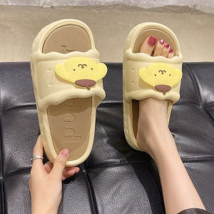 Anti-Slip Summer Indoor Home Slippers Womens Thick Bottom Bathing Slippers Cute Pudding Dog Design Student Dormitory Slippers