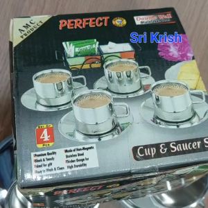 Stainless Steel Cup and Saucer Set