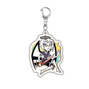 Bandai | Alastor Vaggie Charlie Hazbin Hotel Kawaii Cartoon Acrylic Keychain Pendant Cute Q Version Anime Keyring Gift Accessory