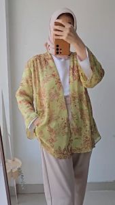 Emikoawa Outer Wanita LIme - Outerwear Cardigan Premium Atasan Kekinian