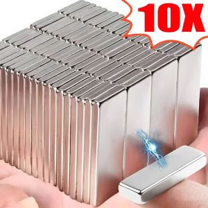10pcs Self-Adhesive Rectangular Magnetic Strip / Powerful Neodymium Block Magnets / DIY Mounting Magnet Tools / Suitable for Whiteboard Refrigerator Tool Storage