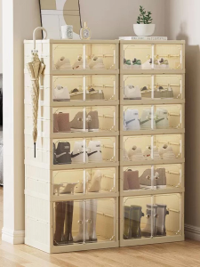 Vision Foldable Shoe Rack Box – No Assembly Magnetic Door Organizer Transparent Acrylic Dustproof Storage Space Saving Stackable Cabinet for Shoes