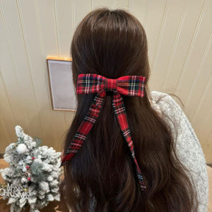 Korean Plaid Butterfly Knot Hairband Duckbill Clip Autumn Winter One Word Clip Hair Accessories for Women Fashionable Hairpins