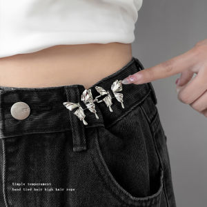 Butterfly  Waistband Pin Accessories Crystal Silver Brooch Waist Tightening Clamp Anti Exposed Safety Pins