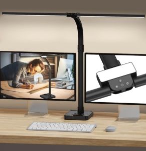 Đèn LED Bàn 2 Đầu TD01 Chân Đế/ Kẹp Thành Bàn 5 Mức Sáng 5 Chế Độ Màu Hẹn Giờ Có Remote Cổ Ngỗng