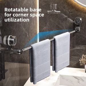 Bathroom Towel Rack Single Rod Stainless Steel Vacuum Suction Installation No Drilling Required Towel Bar Holder for Bathrooms