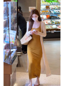 YUEZHONGWEI | French Style Mid-Length Ice Silk Sun Protection Open Cardigan Summer Thin Strap Vest Outerwear Air Conditioning Shirt Shawl Top