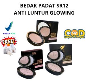 Bedak Padat glowing Premium Bedak SR12 Anti Luntur Dengan Vitamin E | Warna Natural | Sherpink | Beige Original