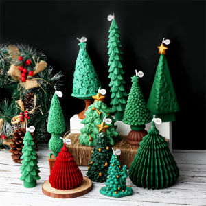 Star Cedar Christmas Tree Shape Silicone Candle Mold DIY Christmas Themed Tree Design Holiday Decorated Craft Christmas Gift