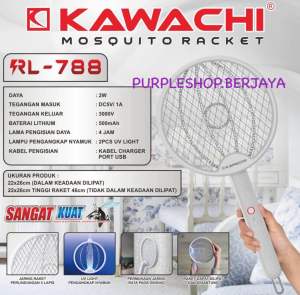 Raket Nyamuk Kawachi Lipat Estetik UV Mosifold RN-788