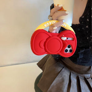 Sanrio | Fashion Hello Kitty Bowknot Handheld Phone Case For iPhone 17 Pro 16 15 14 13 12 Pro Max Plus 16 E Silicone Cartoon Phone Cover