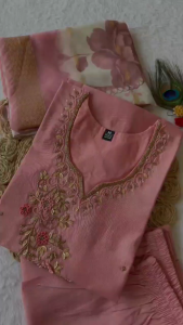 [PRE-ORDER] Size M to 2XL KURTI PANT OR DUPPAT FABRIC:- ROMAN SILK WITH HEAVY EMBROIDERED WORK 3pcs sets_358