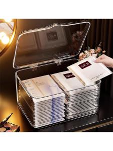 Acrylic Mask Sample Storage Box Disposable Desktop Organizer Transparent Rectangle Skincare Products Sample Container