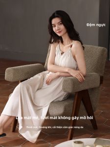 MiiOW | Váy ngủ lụa băng mùa hè cho nữ Váy dây có đệm ngực thoáng khí mát mẻ Váy ngủ mặc ở nhà sang trọng mùa hè 2025