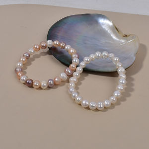 Natural Freshwater Pearl Bracelet Womens Model 8-9mm Threaded near round Pearl Bracelet Jewelry Hand Accessory