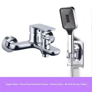 Copper Bathroom Shower Faucet Set Mixing Valve