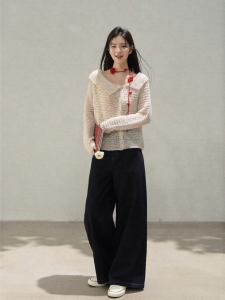 YIKEXIAOYEMEI | Áo Sweater Mới Thu Thời Trang Rộng Rãi Có Ren