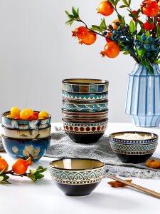 ชามซี่โครงสไตล์ญี่ปุ่น ชามทานข้าว ชามขนมหวาน ชามลูกกวาด ชามดินเผาลายดอกไม้ ชามแบบกลม ชามแบบแบน ชามแบบมีขอบ