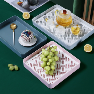 Shall Melamine Tea Tray Rectangular Storage Water Type Gongfu Tea Table Tray Fruit Tray Home Use Dry Pounding Stage Draining Tray