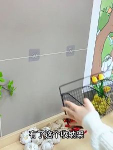 Kitchen Organizer Wall Hanging Basket Free Punching Onion Ginger Garlic Storage Rack No Punching Seasoning Rack