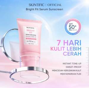 [Share In Jar] SKINTIFIC - Bright Fit Serum Sunscreen SPF 50+ PA++++ Tone Up Mencerahkan Sunscreen Glowing Up Original Ready Stock
