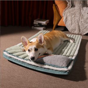 " Local stock" Dog cozy Mat Pet Bed Mattress for Cat Dog Bed Pet Mat Blanket with Pillow Machine Washable Comfortable and Safety large Dog Bed Crate Pad Mat Washable Mattress Anti Slip Cushion for Pets Sleeping