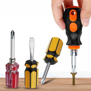 Radish Head Screwdriver Round Grain Non-slip Handle Double-headed Screwdriver for Both Slotted and Phillips Screws