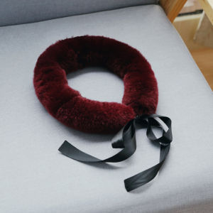 [Yupifang] K-style Real Rex Rabbit Hair Fur Scarf Female Sweet Elegant Ribbon Stewardess Winter Fur Small Scarf